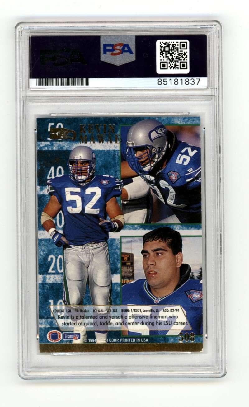Kevin Mawae 1994 Fleer Ultra #508 Rookie RC w/ HOF 2019 Insc. Signed PSA 10 Auto1