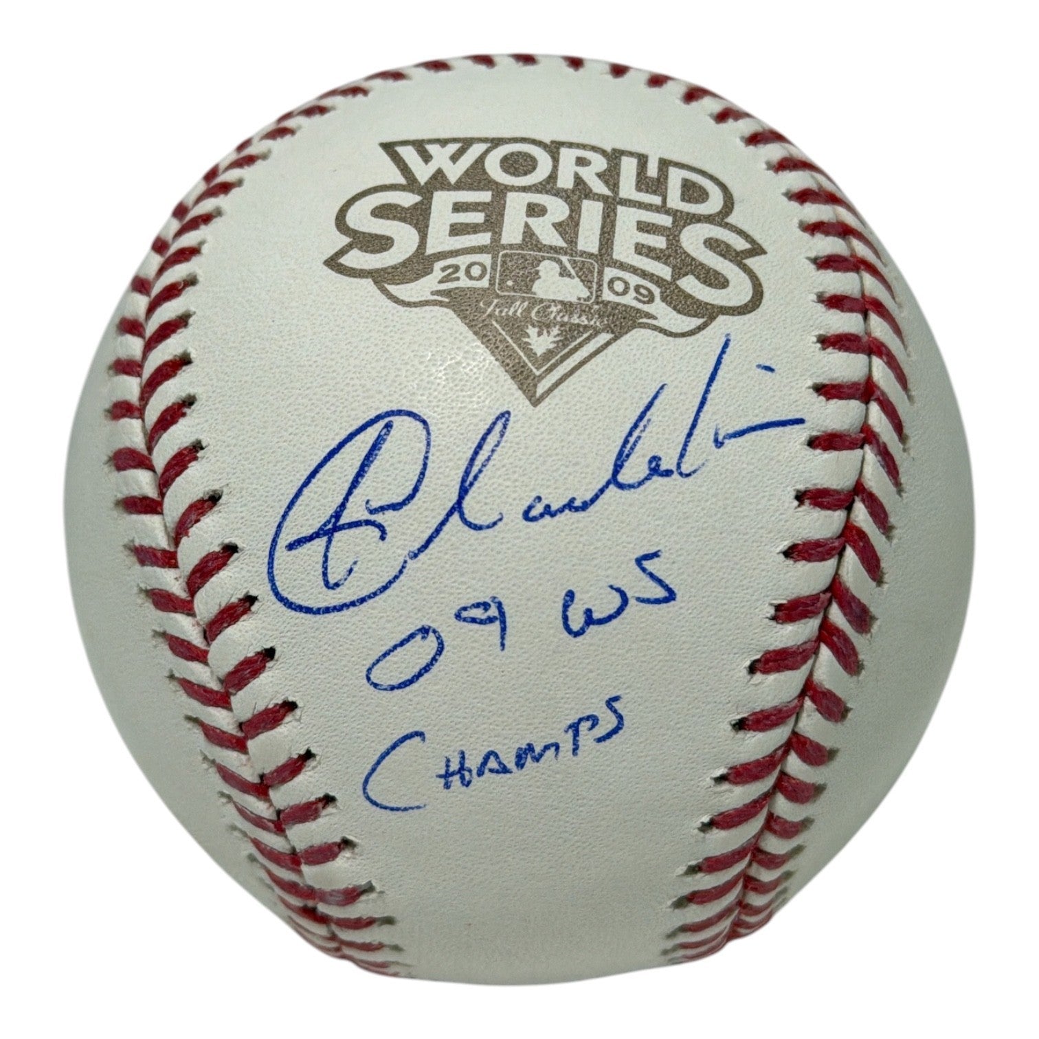 Joba Chamberlain Signed 2009 World Series Baseball w/ 09 WS Champs JSA Wit COA0