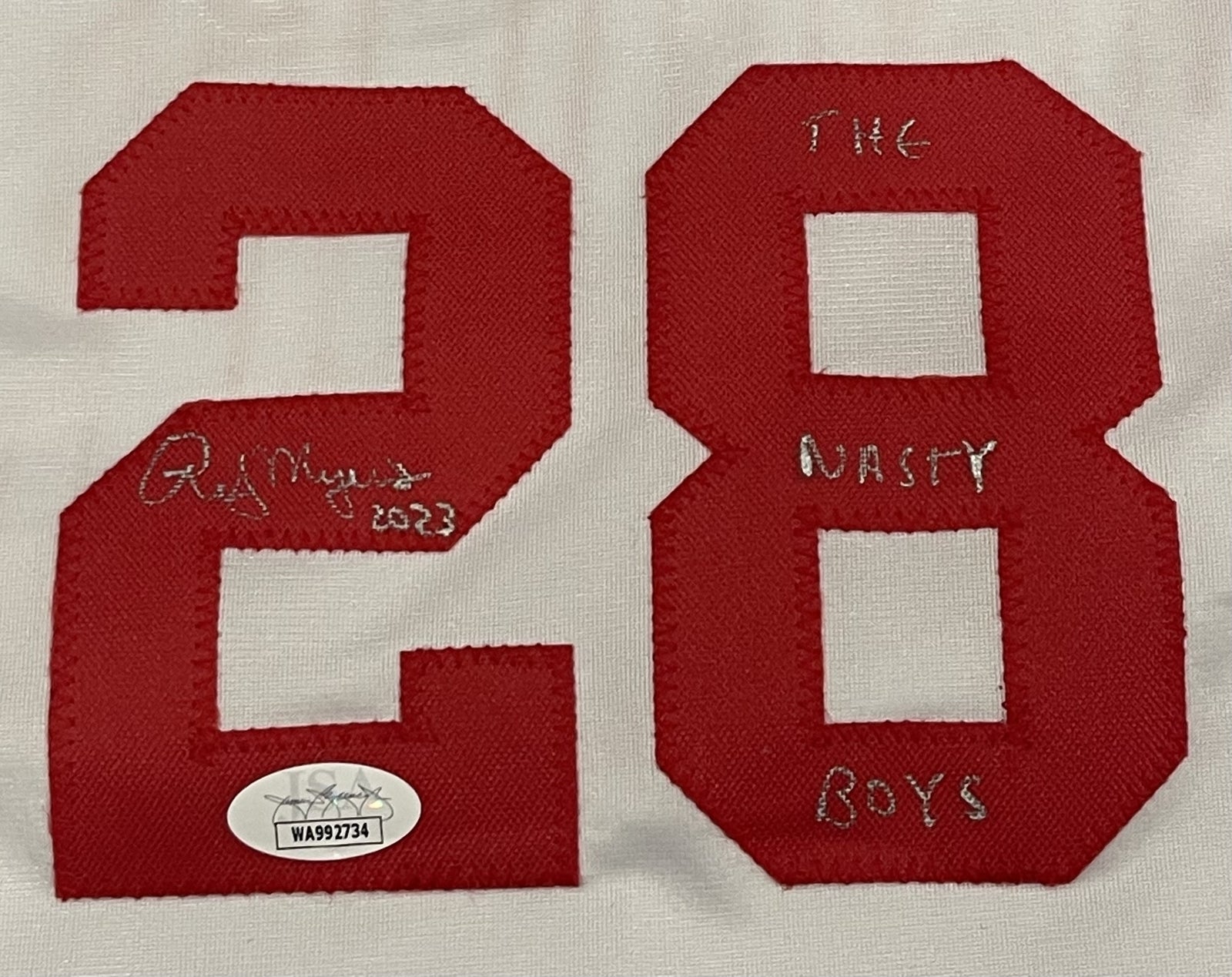 Dibble Myers Charlton Signed Custom "Nasty Boys" Jersey w/ Multi Insc JSA COA1