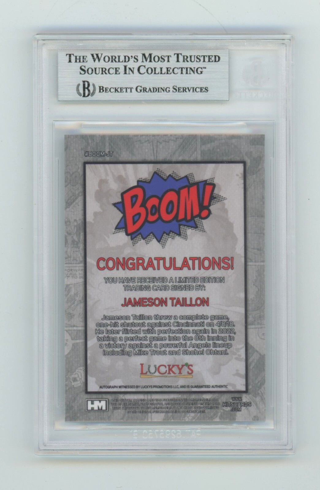 Jameson Taillon 2024 Hits Memorabilia BOOM Silver Signed BGS BAS Auto Chicago1
