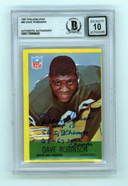 Dave Robinson 1967 Philadelphia #80 Signed Rookie RC w 3 Insc HOF BGS 10 Auto C0