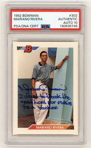Mariano Rivera 1992 Bowman #302 Signed Rookie RC w/ Thank Lord Insc. PSA 10 Auto0