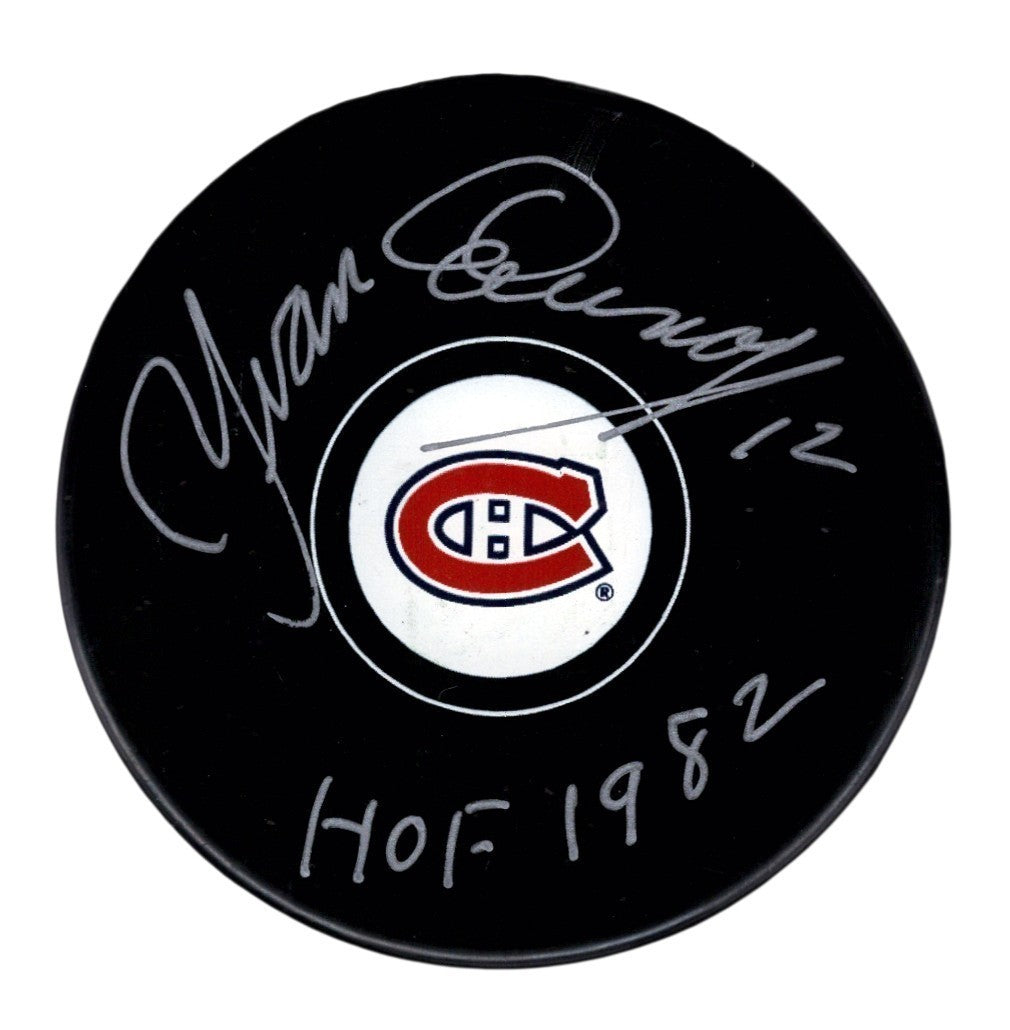 Yvan Cournoyer Signed Autographed Montreal Canadians Puck HOF 1982 JSA COA0