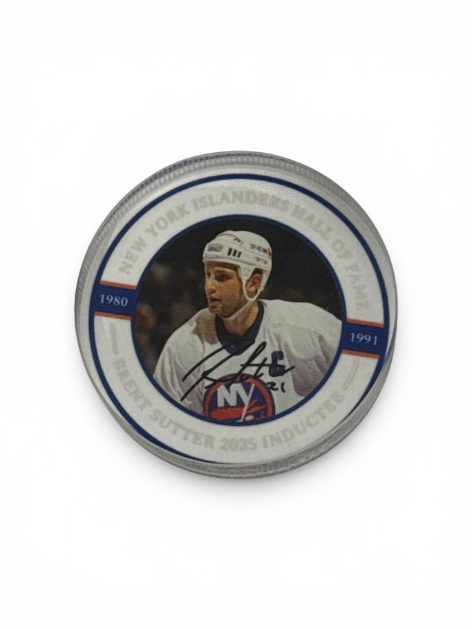 Brent Sutter NY Islanders Commemorative Glass Hall Of Fame HOF Inductee Puck New2