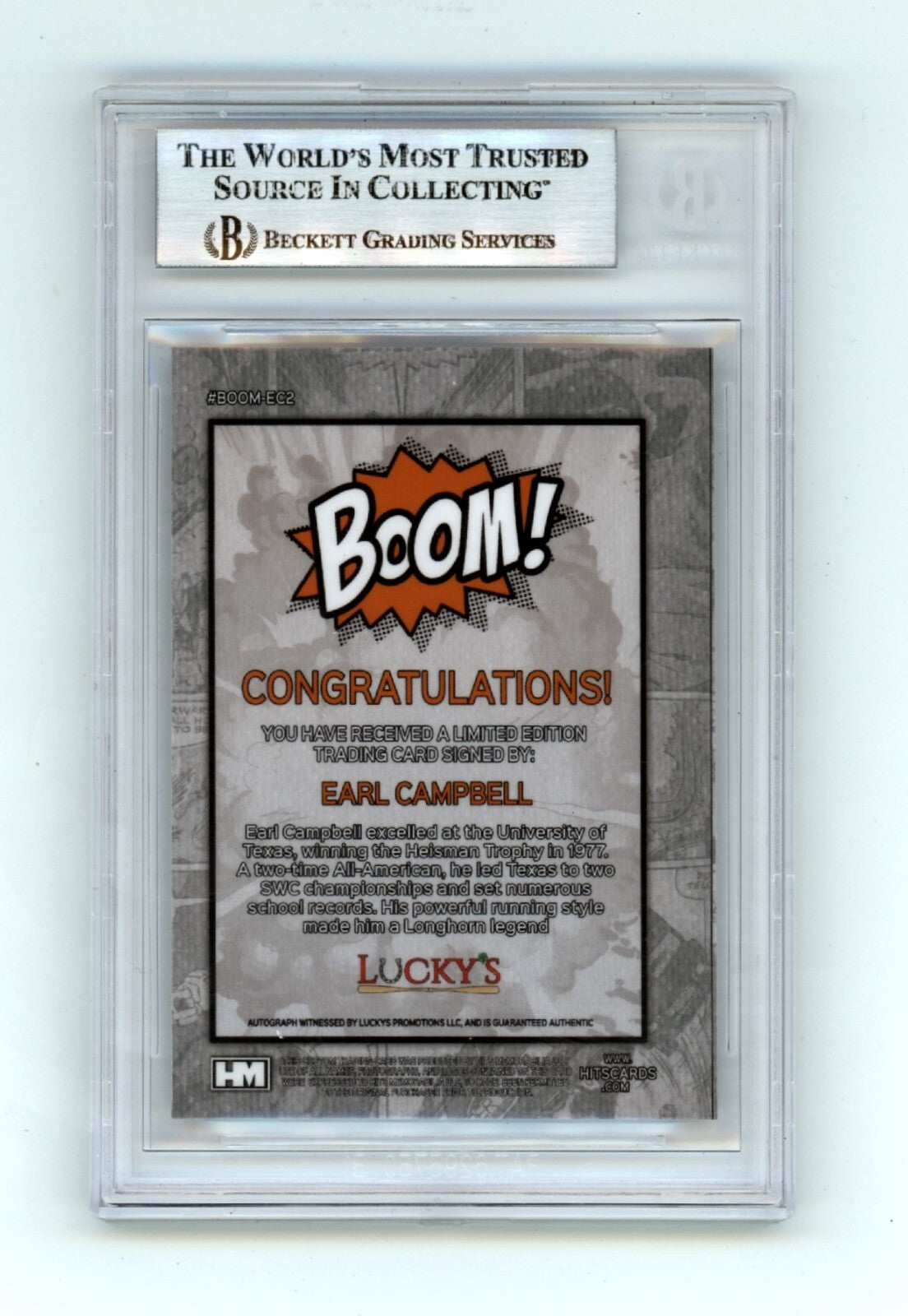 Earl Campbell 2024 Hits Memorabilia BOOM Silver Signed BGS BAS Auto Texas1