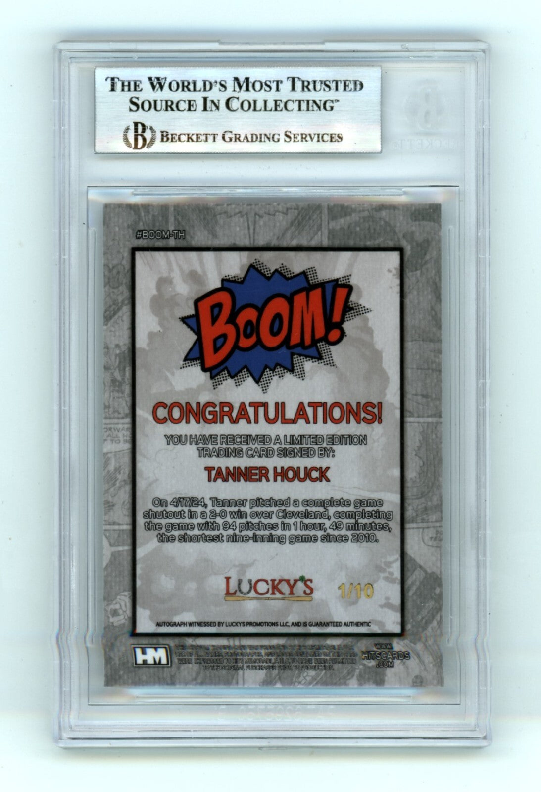 Tanner Houck 2024 Hits Memorabilia BOOM Silver #/10 Signed BGS BAS Auto Red Sox1