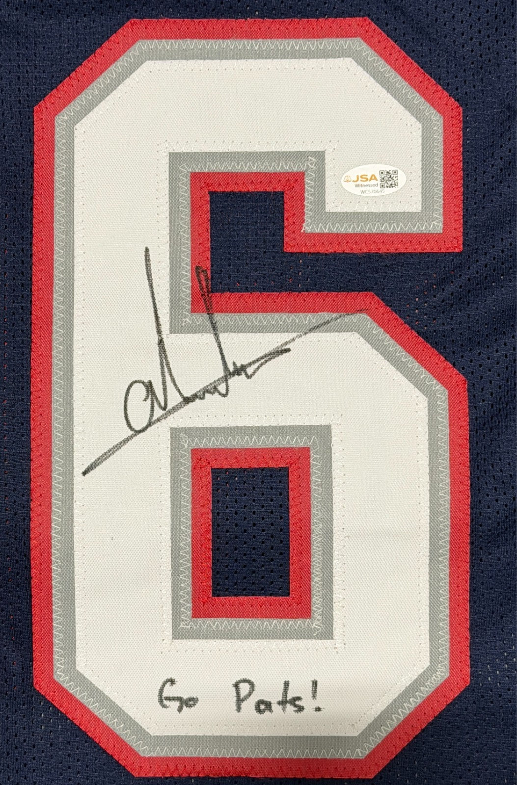 Andres Borregales Signed New England Patriots Custom Jersey w/ Go Pats JSA W COA1