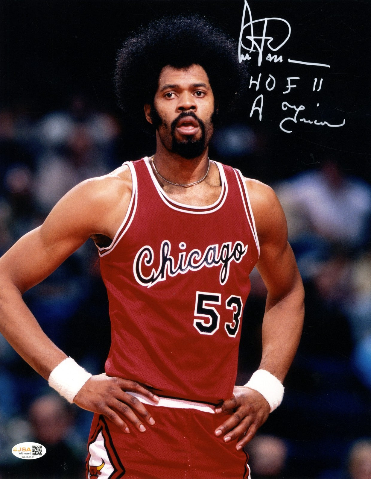 Artis Gilmore Signed Chicago Bulls 11x14 Photo w/ HOF 11 & A Train JSA Wit. COA0