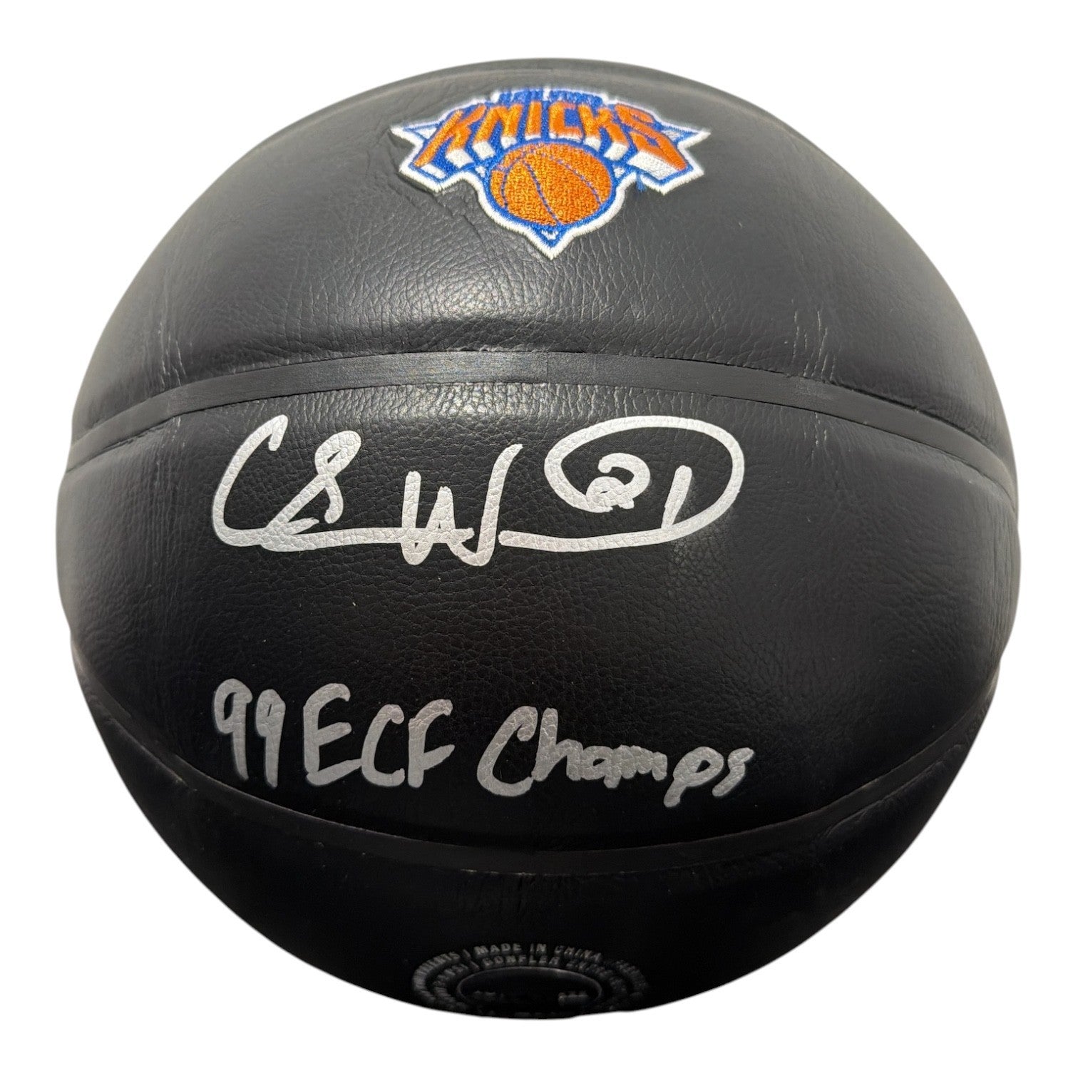 Charlie Ward Signed Black Knicks Wilson NBA Basketball w 99 ECF Champs JSA W COA0