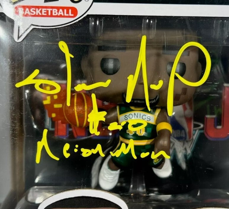 Gary Payton & Shawn Kemp Signed Auto NBA JAM Funko Pop w/ Ins Beckett W BAS COA2