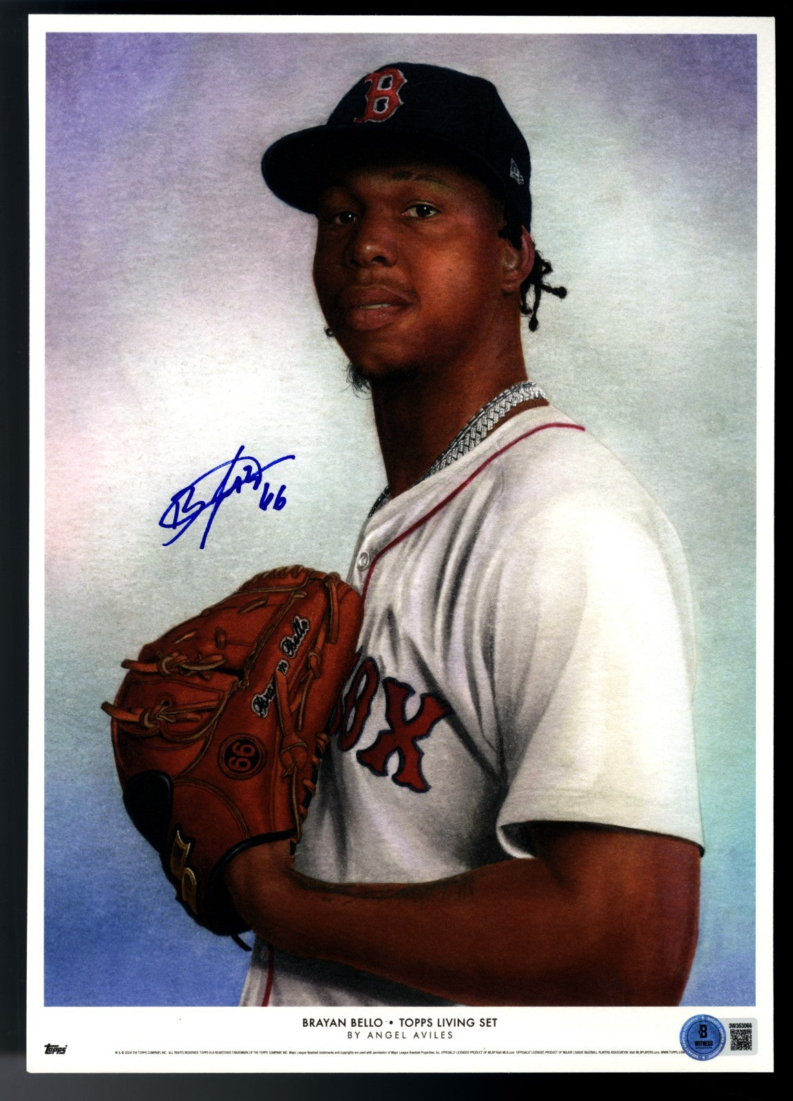 Brayan Bello Signed Auto 10x14 Topps Living Art Print Beckett BAS COA0