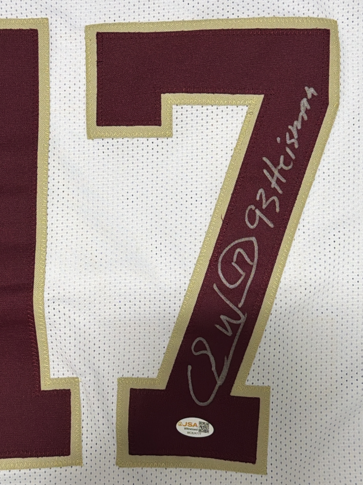 Charlie Ward Signed Florida State Custom Jersey w/ 93 Heisman JSA Witness COA1