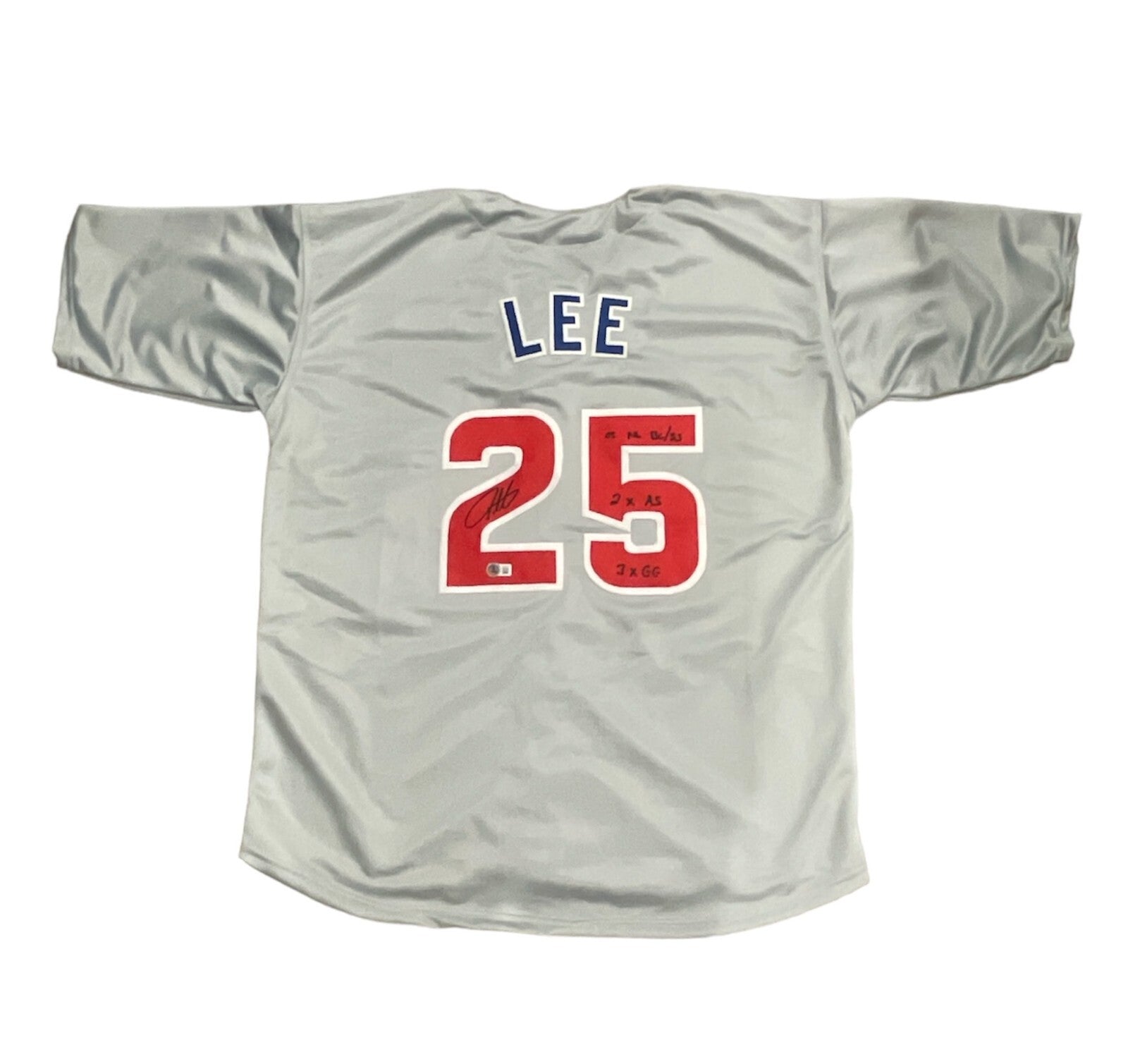 Derrek Lee Signed Chicago Cubs Custom Jersey w/ 3 Insc Beckett Witness BAS COA0