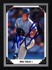 Mike Timlin Signed Auto 1991 Leaf #525 Rookie RC LSCM COA Toronto Blue Jays0