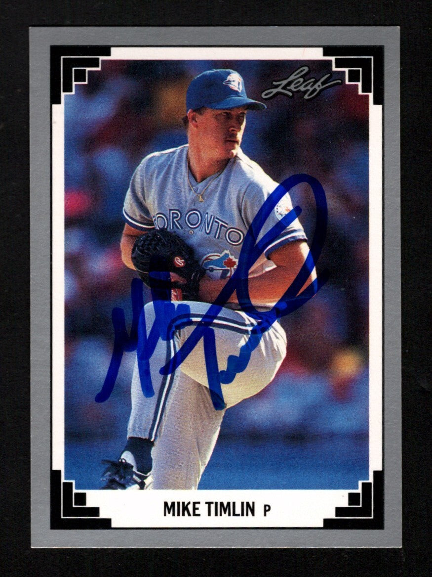 Mike Timlin Signed Auto 1991 Leaf #525 Rookie RC LSCM COA Toronto Blue Jays0