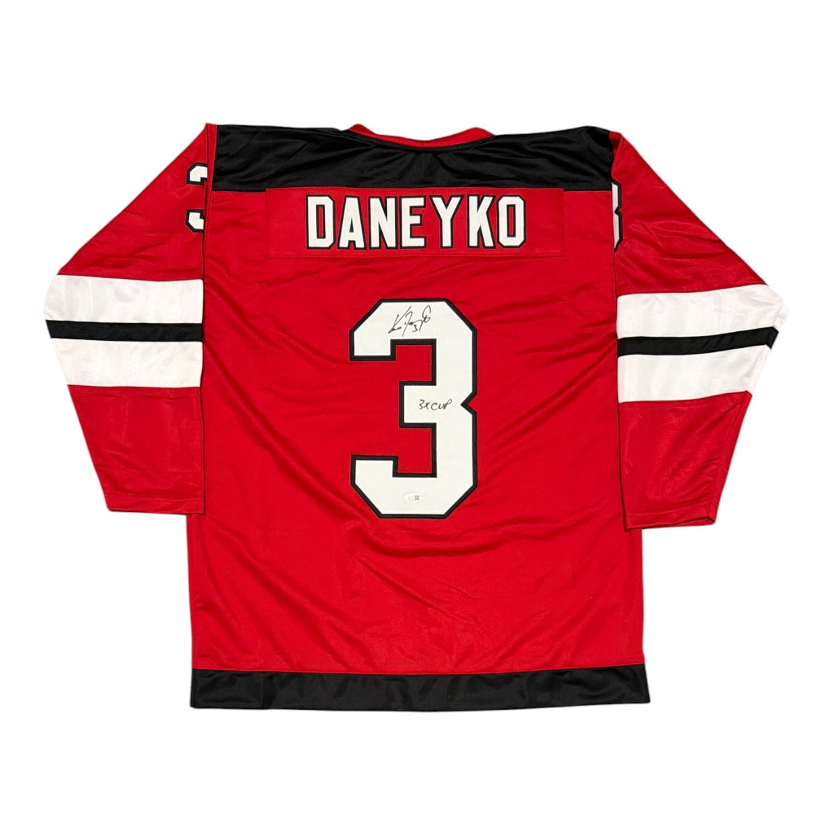 Ken Daneyko Signed New Jersey Devils Custom Jersey w/ 3x Cup JSA Witness COA0