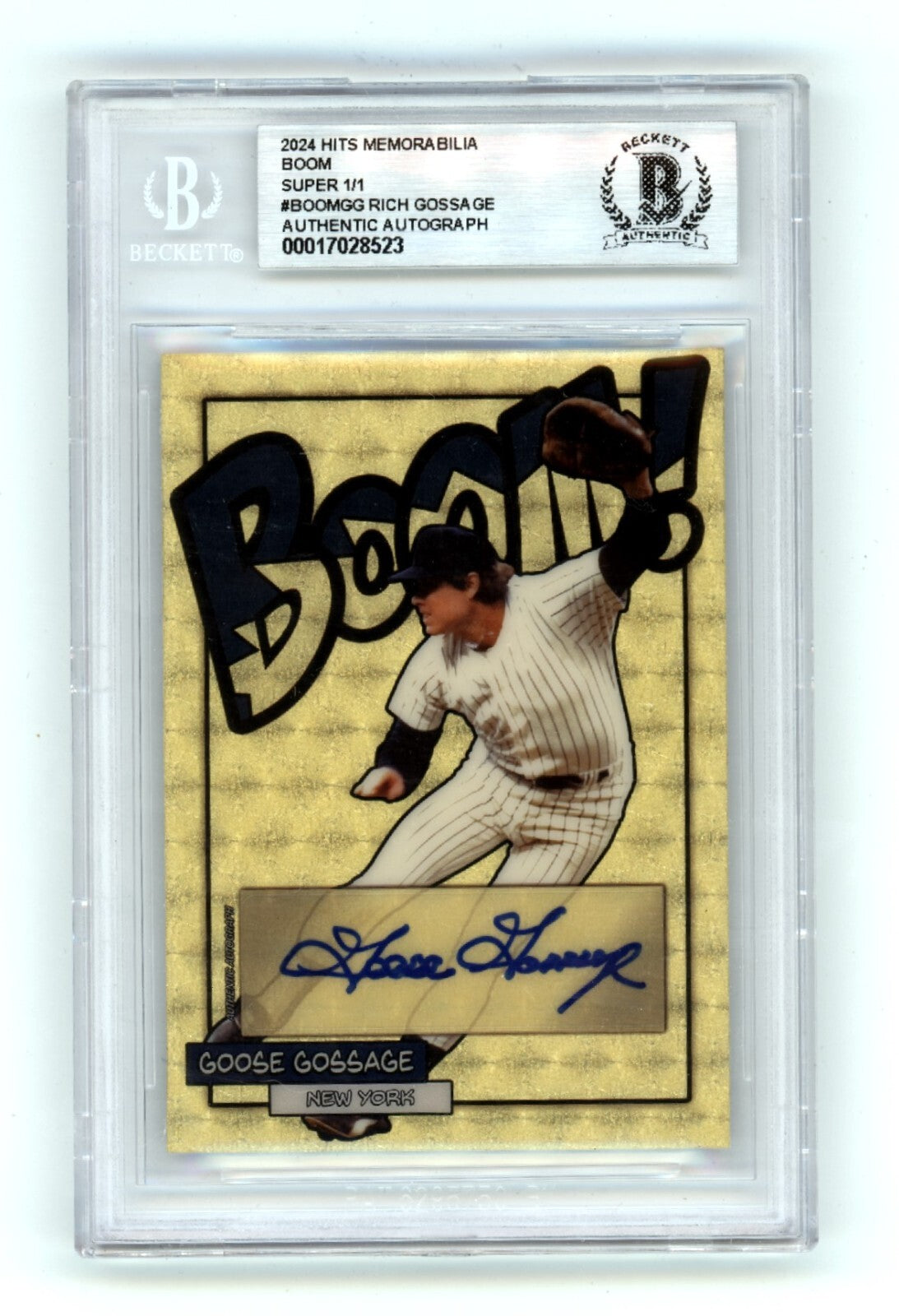 Goose Gossage 2024 Hits Memorabilia BOOM Super #1/1 Signed BGS BAS Auto Yankees0