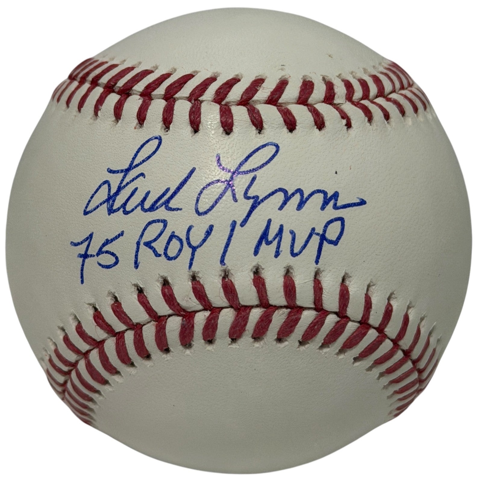 Fred Lynn Signed Autographed ROMLB Baseball w/ 75 ROY / MVP Insc JSA Witness COA0