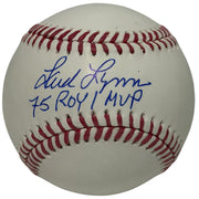 Fred Lynn Signed Autographed ROMLB Baseball w/ 75 ROY / MVP Insc JSA Witness COA0