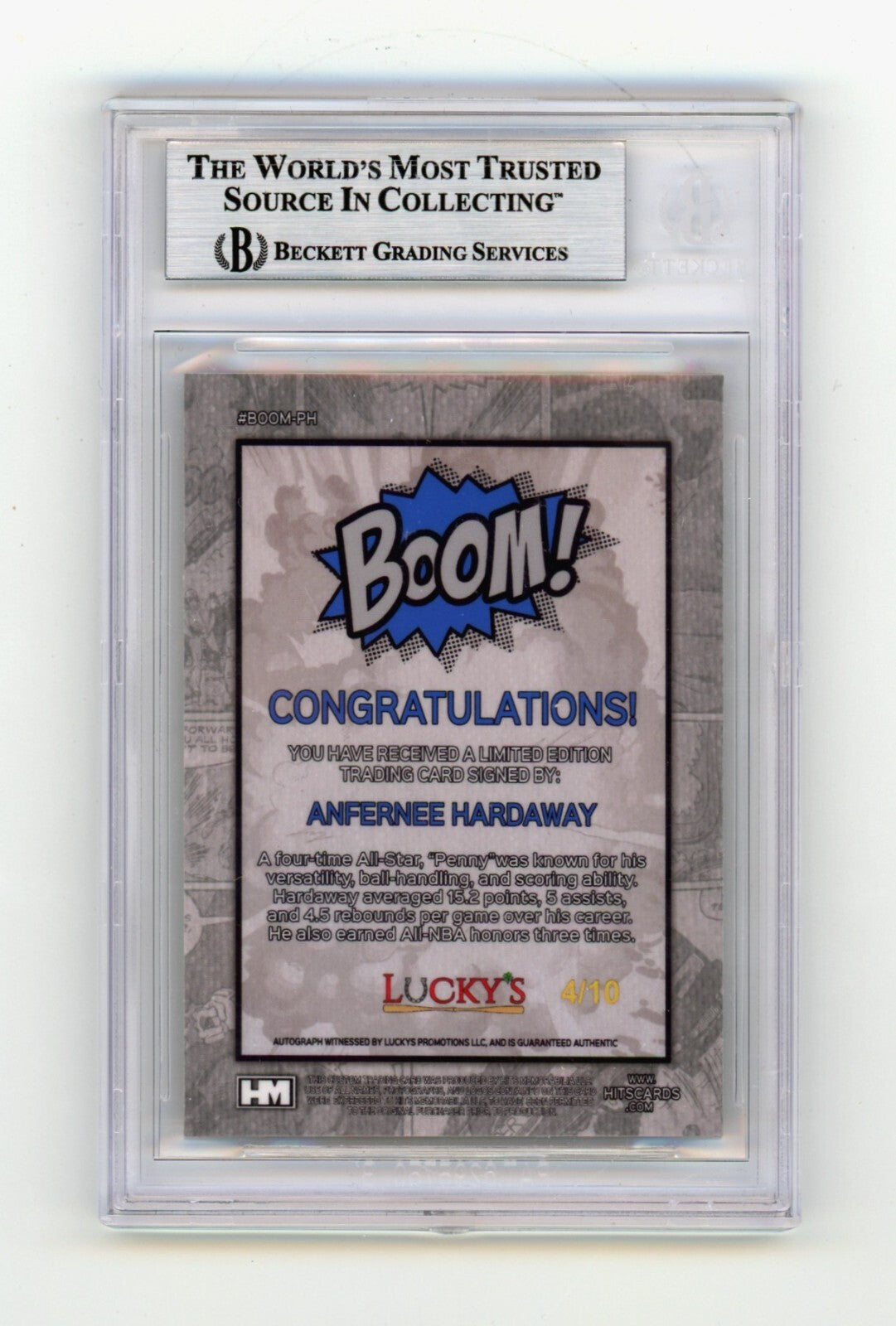 Anfernee Hardaway 2024 Hits Memorabilia BOOM Gold /10 Signed BGS BAS Auto1