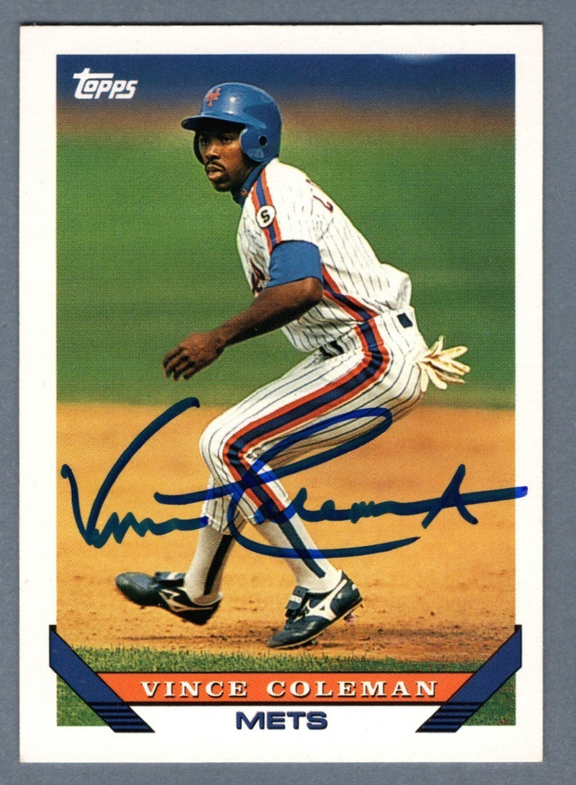 Vince Coleman Signed Autographed 1993 Topps #765 LSCM COA New York Mets0