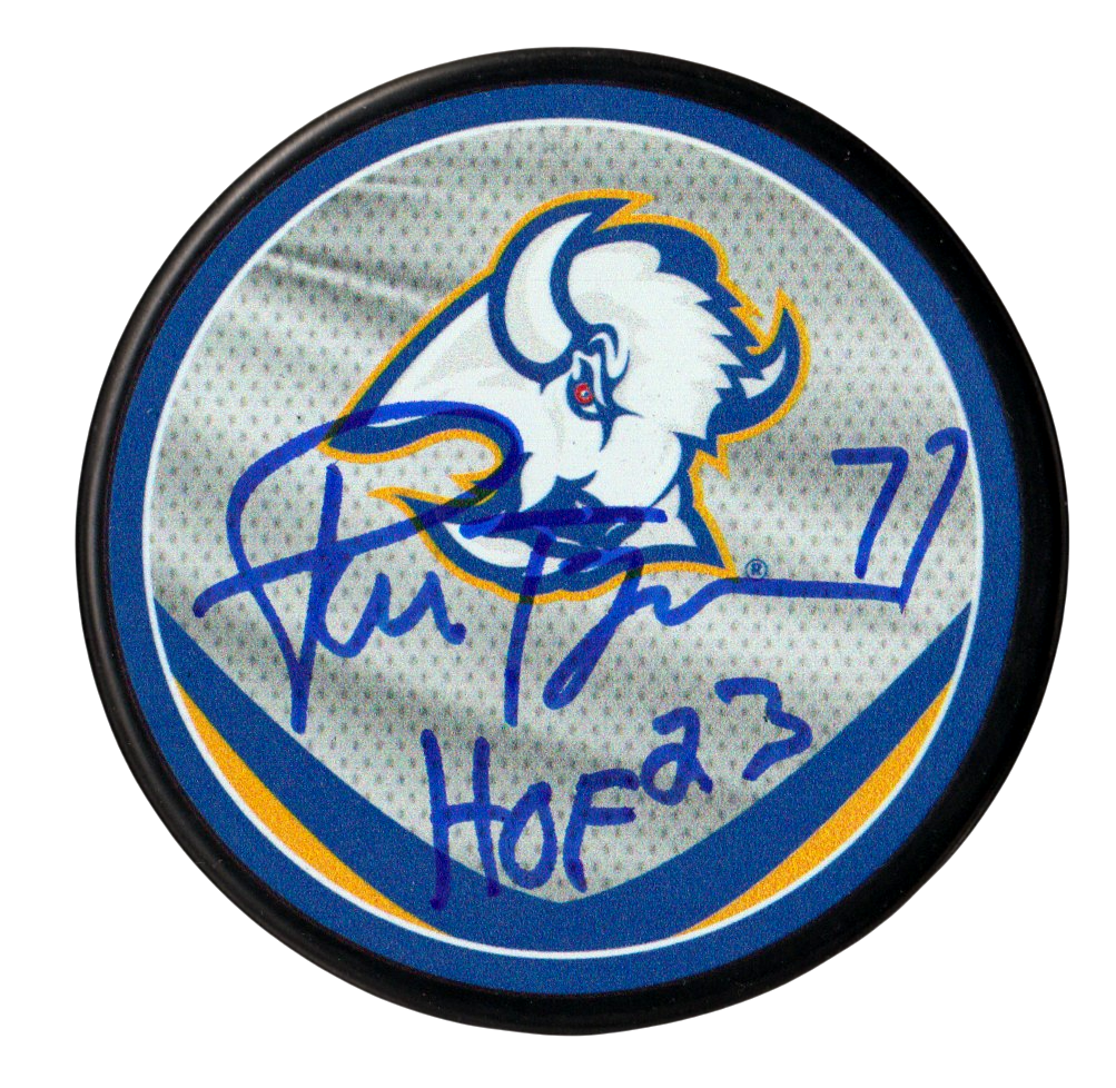 Pierre Turgeon Signed Buffalo Sabres Reverse Retro Puck w HOF 23 Beckett BAS COA0