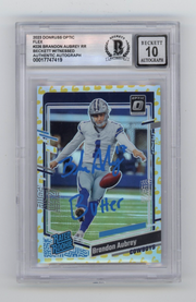 Brandon Aubrey 2023 Donruss Optic Flex RC /149 Signed Butter Beckett BGS 10 Auto0