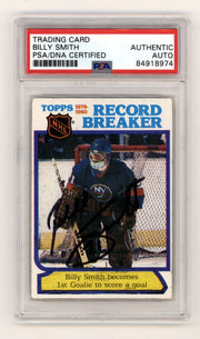 Billy Smith 1980-81 Topps #5 Record Breaker Signed PSA Authentic Black Auto0