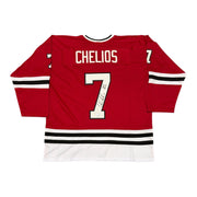 Chris Chelios Signed Chicago Custom Jersey w/ HOF 2013 Beckett Witness BAS COA0