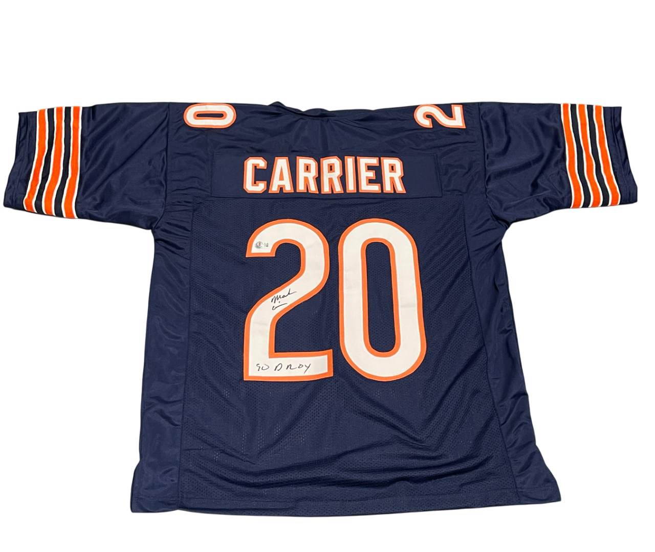Mark Carrier Signed Bears Custom Jersey w/ 90 DROY Beckett Witness BAS COA0