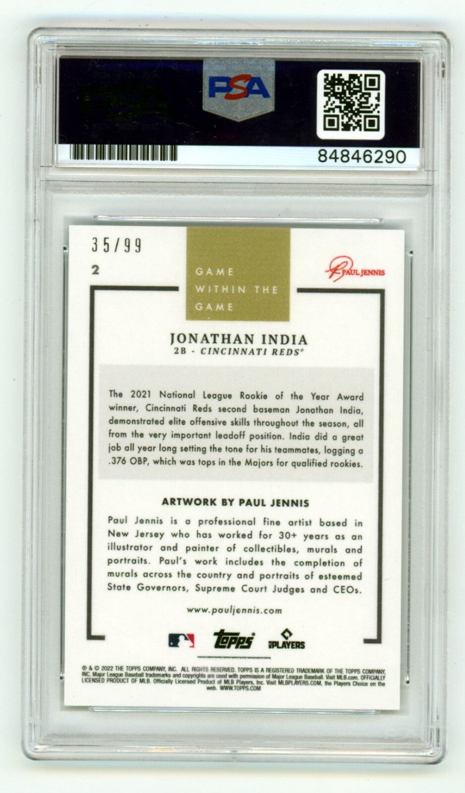 Jonathan India 2022 Topps Game Within the Game 2 Foil /99 Signed Ins PSA 10 Auto1