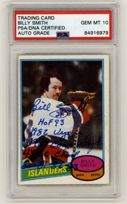 Billy Smith 1980-81 O-Pee-Chee OPC #60 Signed PSA 10 Auto w/ 5 Inscriptions HOF0