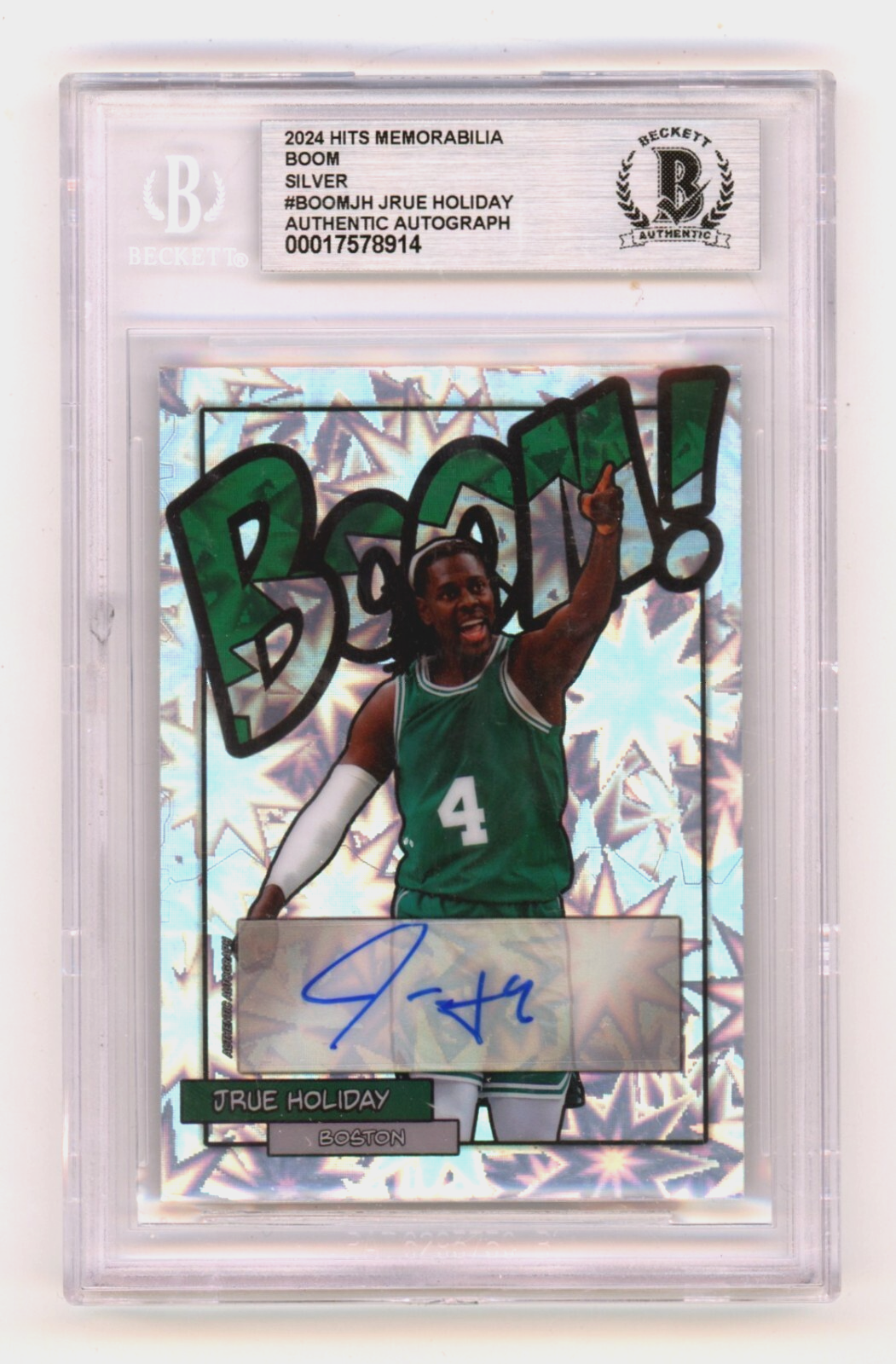 Jrue Holiday 2024 Hits Memorabilia BOOM Silver Signed BGS BAS Auto Boston0