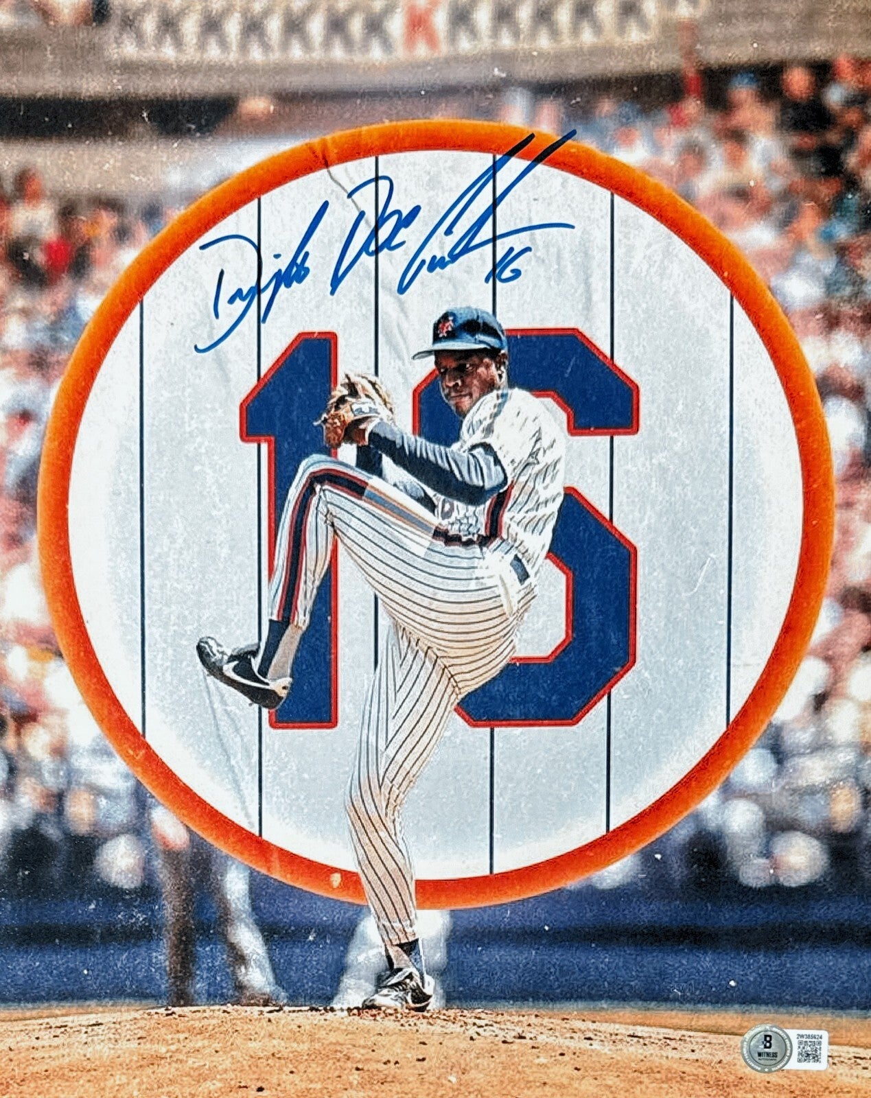 Doc Gooden Signed 11x14 #16 Retired Photo Full Name Beckett Witness BAS COA0