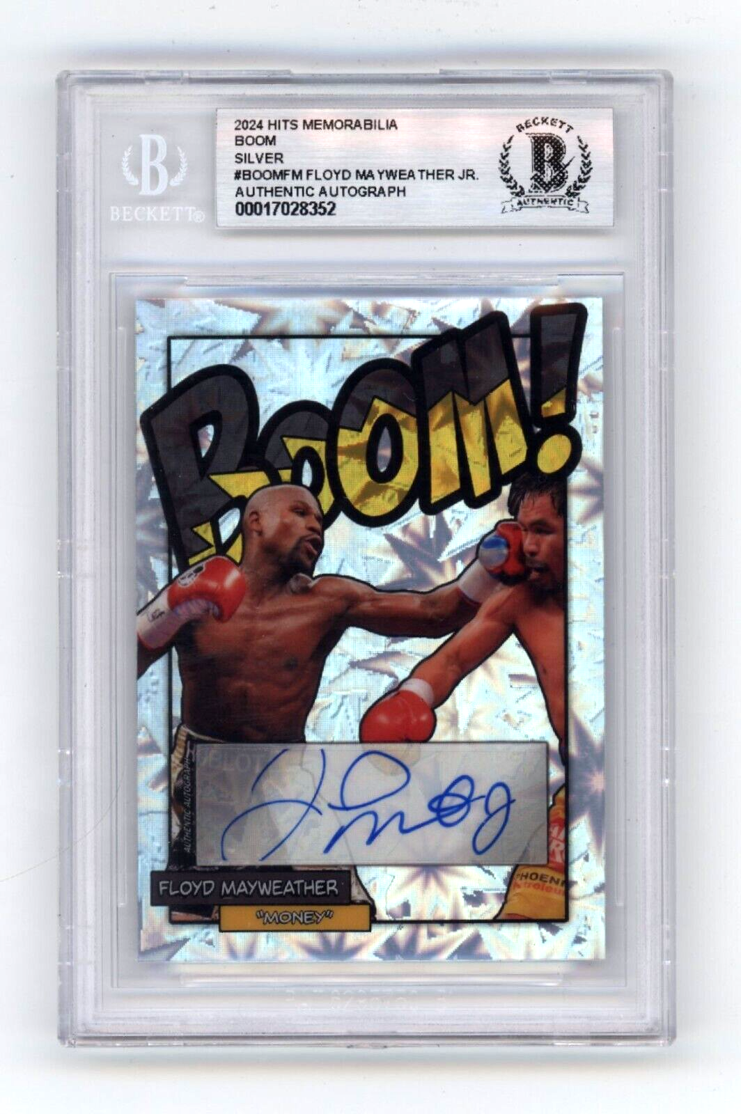 Floyd Mayweather Jr. 2024 Hits Memorabilia BOOM Silver #/3 Signed BGS BAS Auto0