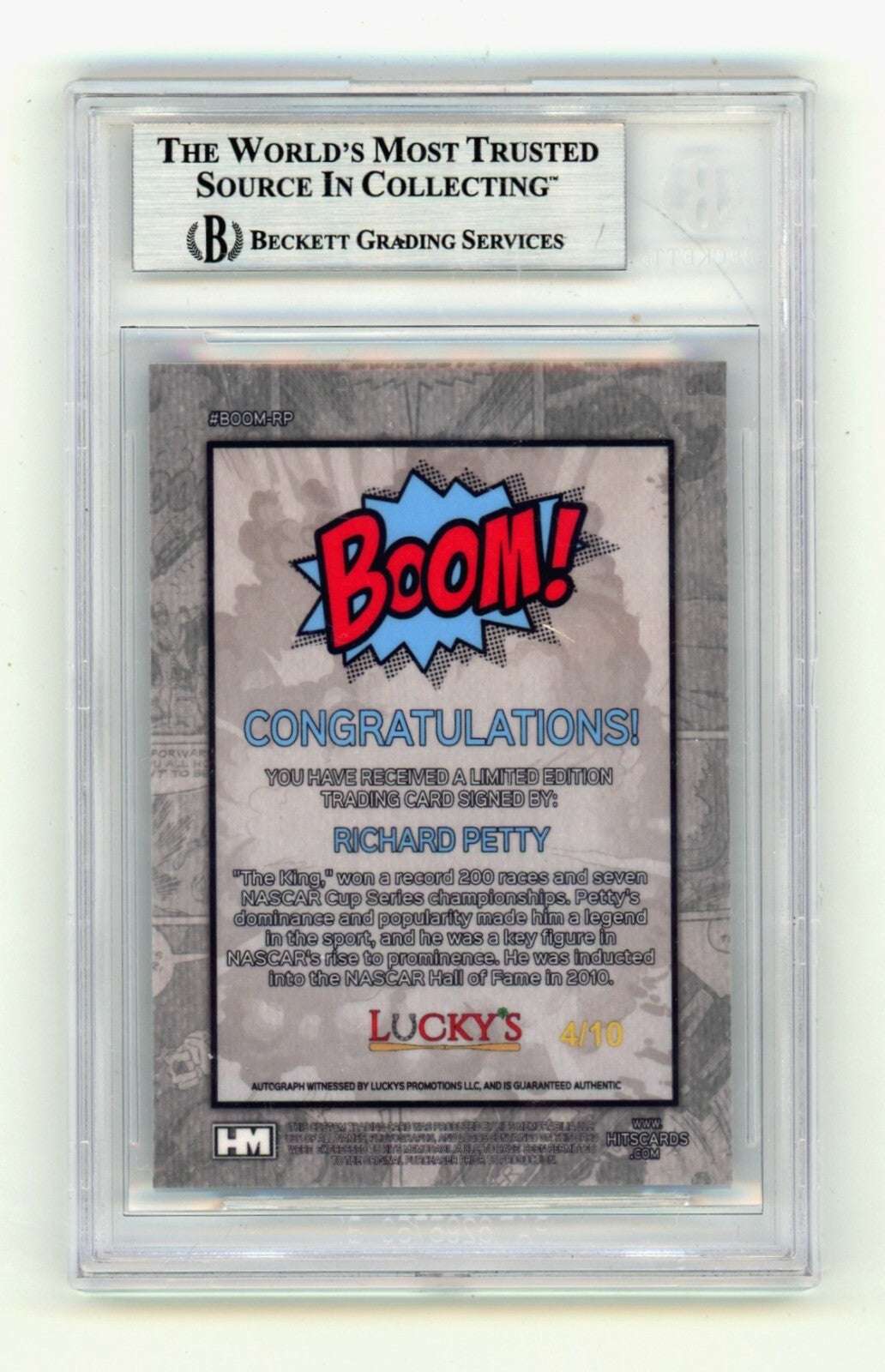 Richard Petty 2024 Hits Memorabilia BOOM Silver /10 Signed BGS BAS Auto The King1