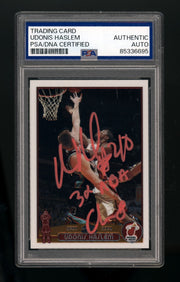 Udonis Haslem 2003-04 Topps Chrome #164 Signed w/ 3 NBA Champ PSA Auth Auto Heat0