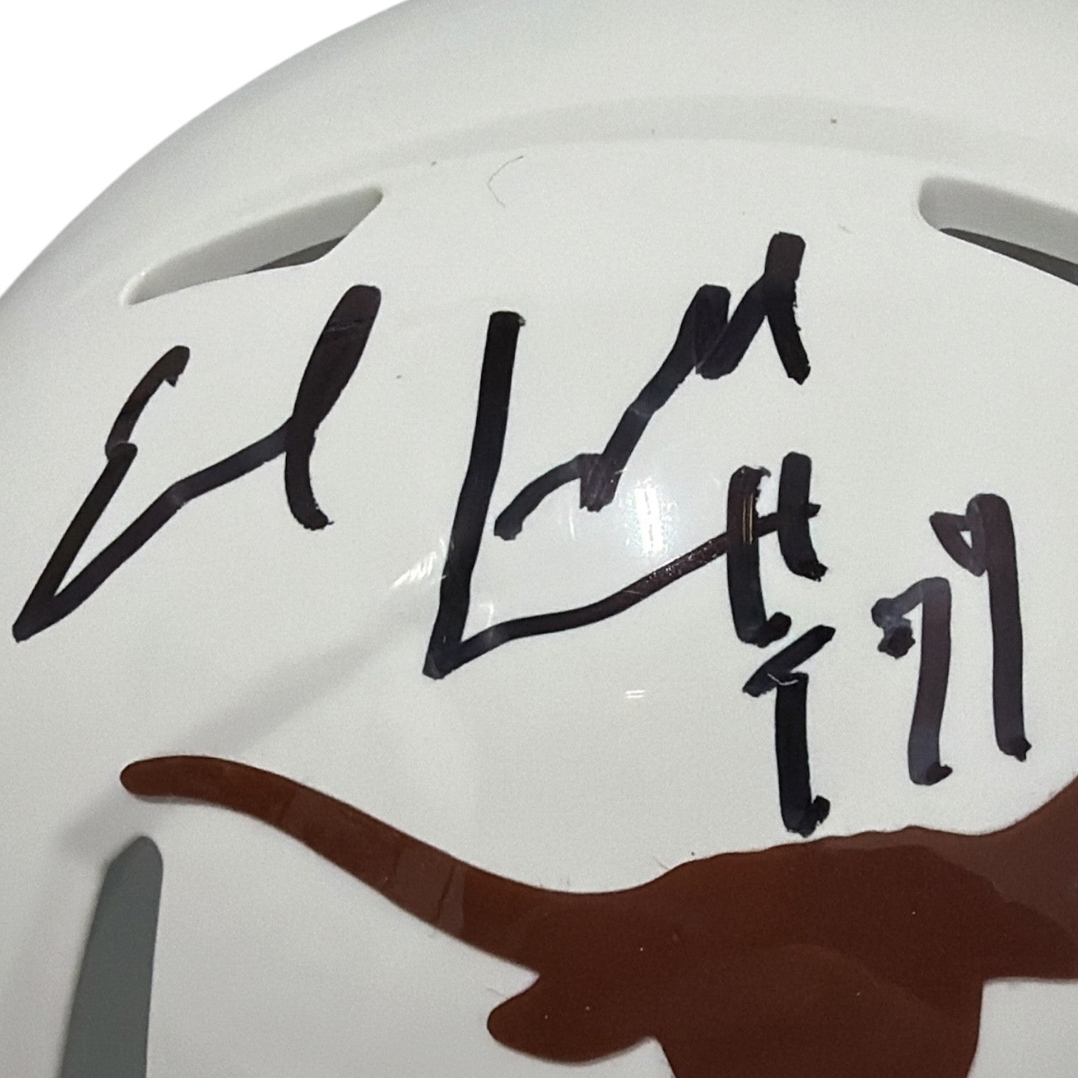 Earl Campbell & Ricky Williams Signed Texas Mini Helmet w/ HT Insc JSA Wit COA1
