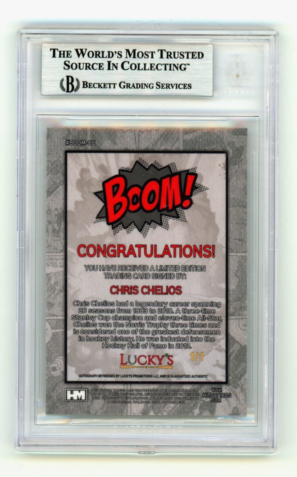 Chris Chelios 2024 Hits Memorabilia BOOM Super 1/1 Signed BGS BAS Auto Detroit1