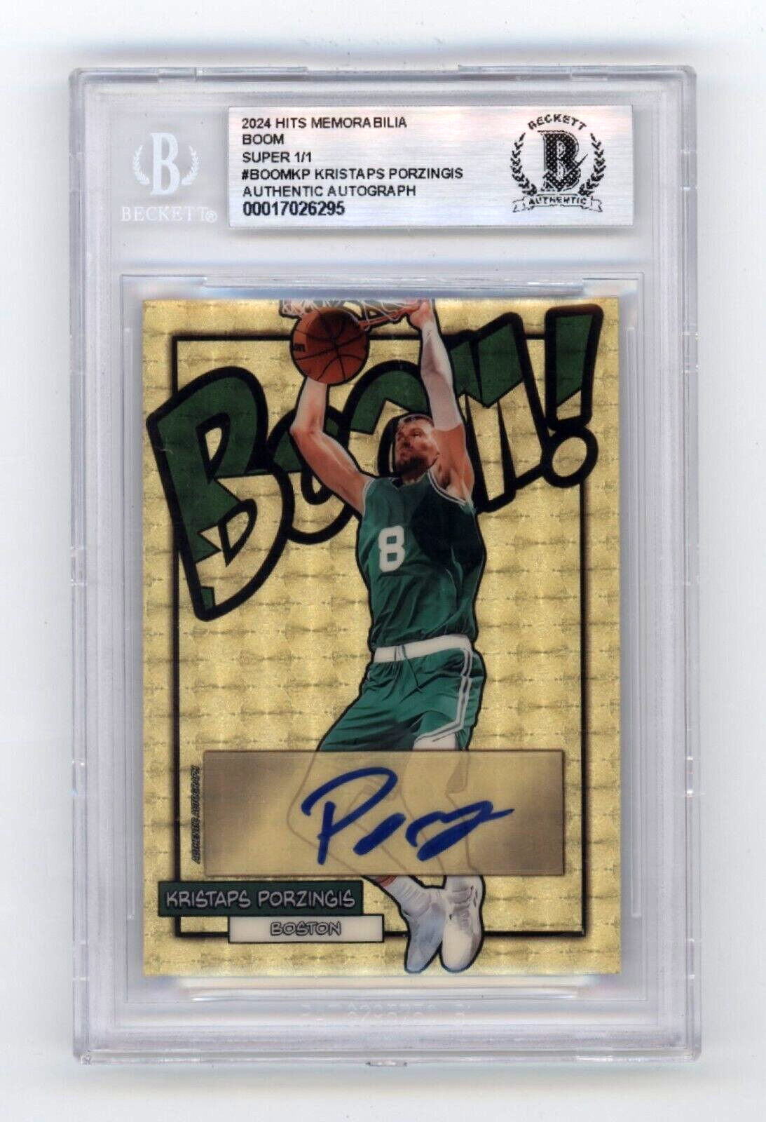 Kristaps Porzingis 2024 Hits Memorabilia BOOM Super #1/1 Signed BGS BAS Auto0