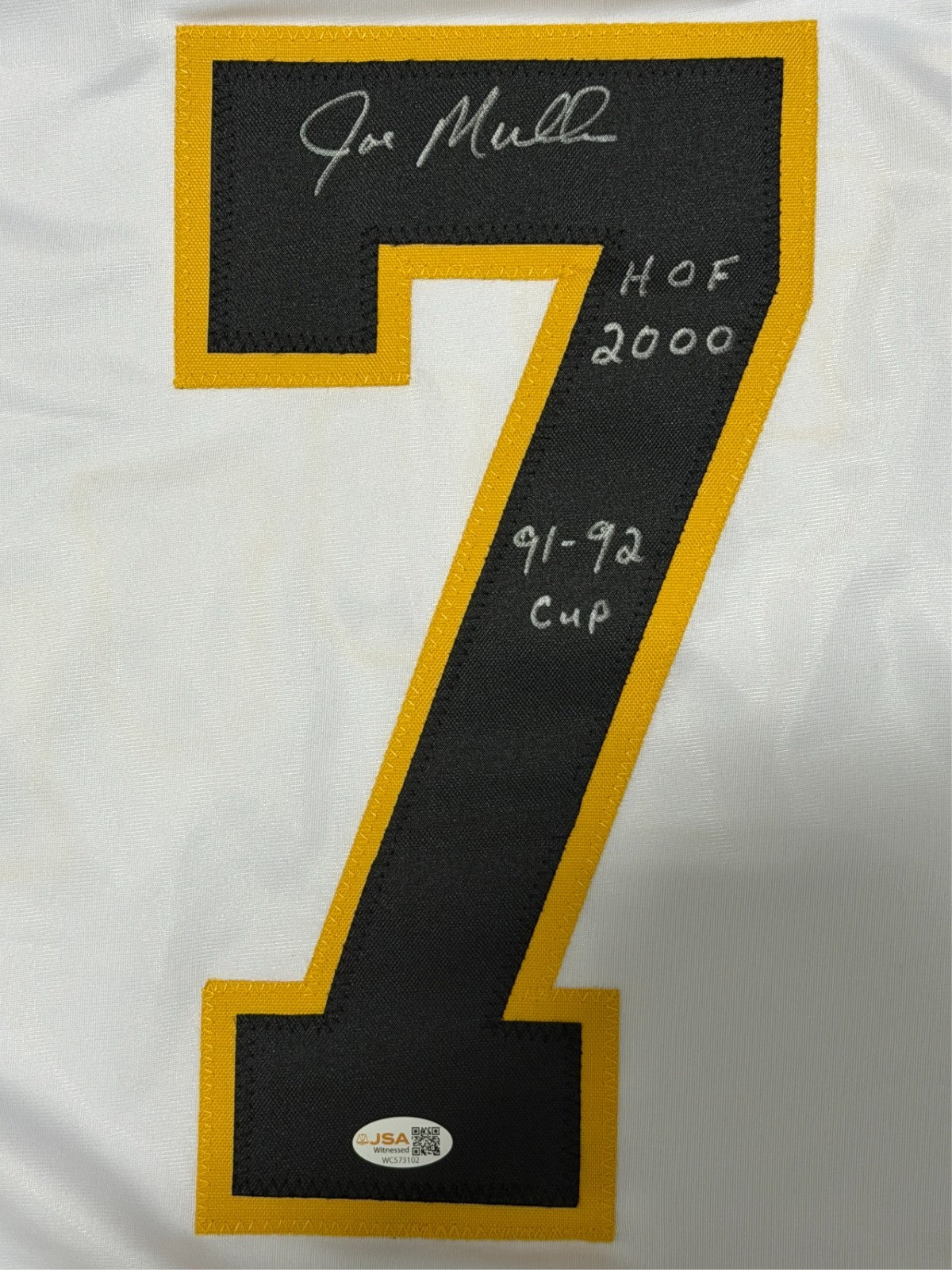 Joe Mullen Signed Pittsburgh Penguins Custom Jersey w/ 2 Insc JSA Witness COA1