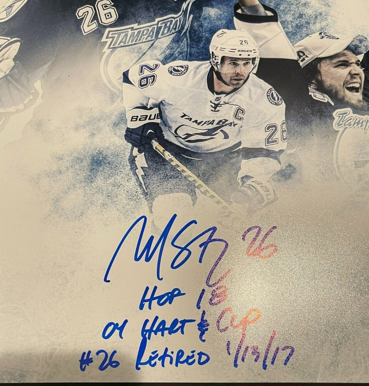  Martin St. Louis Signed Auto TB Lightning 16x20 Photo 4x Ins LE /26 PSA ITP COA1
