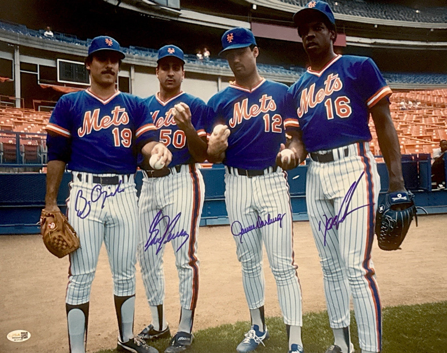 Gooden Darling Ojeda Fernandez Mets Starting Four Signed 16x20 Photo JSA W COA B0
