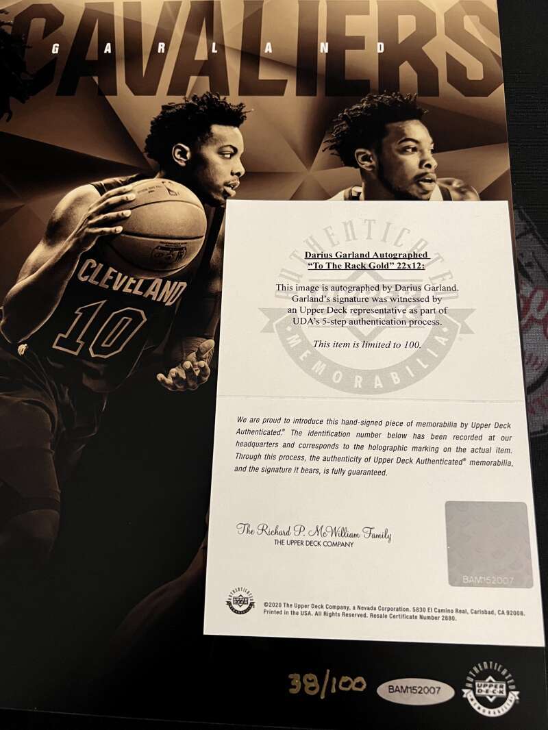 Darius Garland Signed 22x12 Photo To The Rack Gold /100 Upper Deck UDA COA2