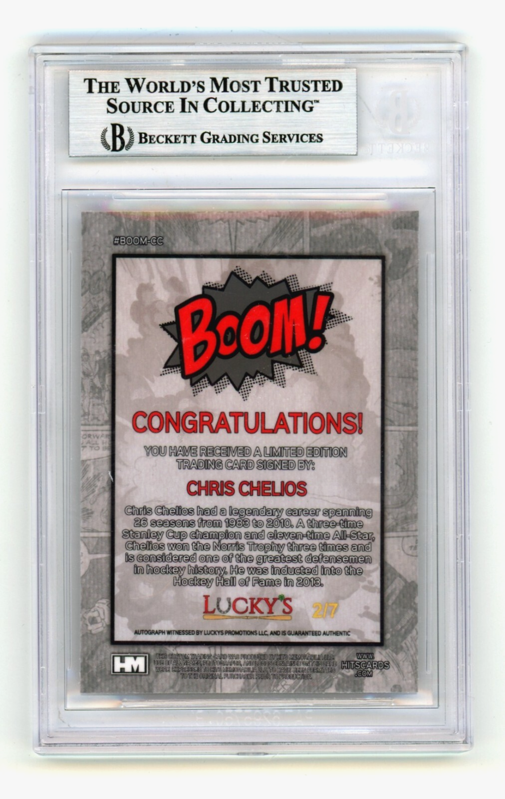Chris Chelios 2024 Hits Memorabilia BOOM Red /7 Signed BGS BAS Auto Detroit1