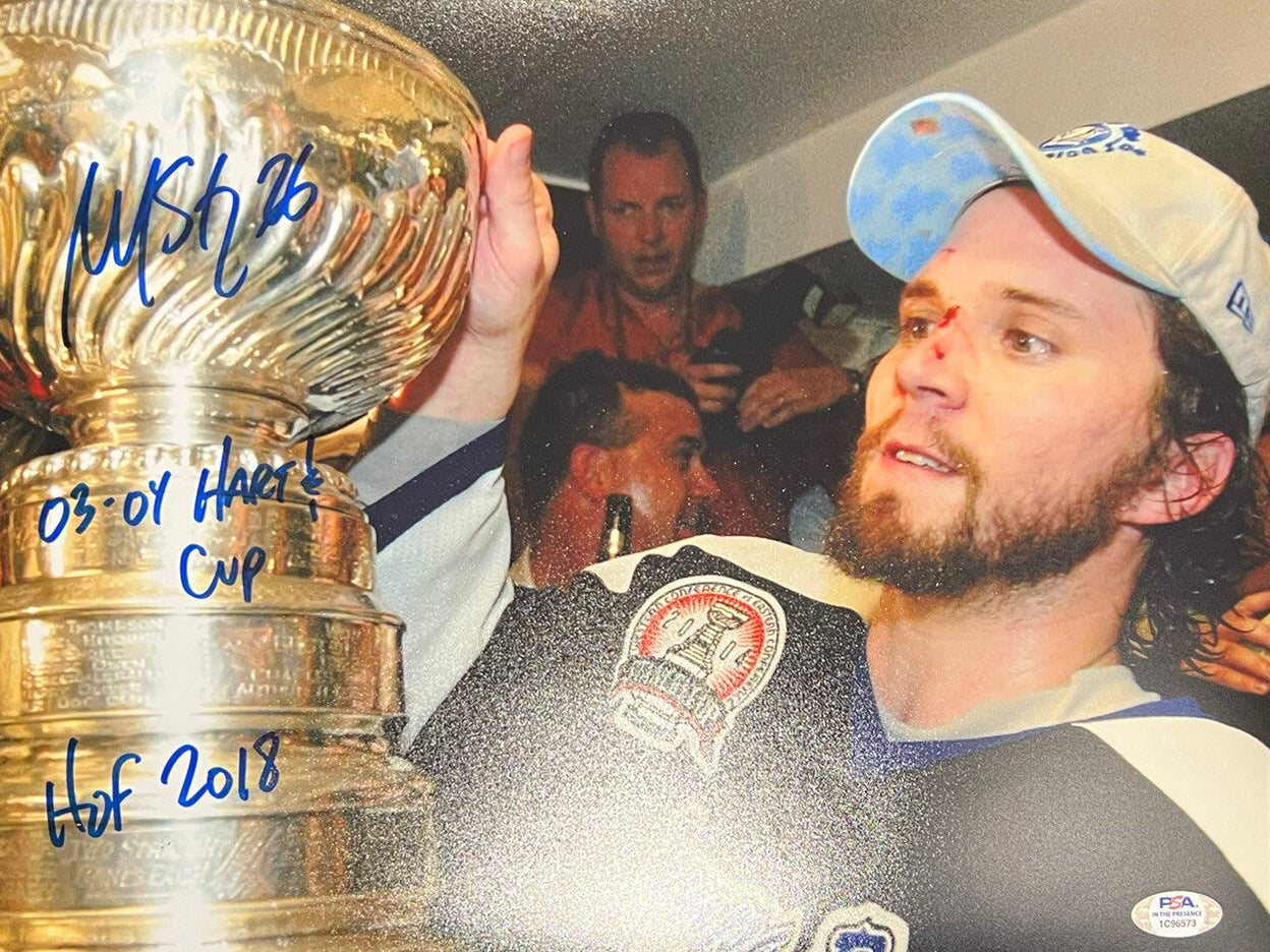 Martin St. Louis Signed Auto Tampa Bay Lightning 11x14 Photo 3x Ins PSA ITP COA0