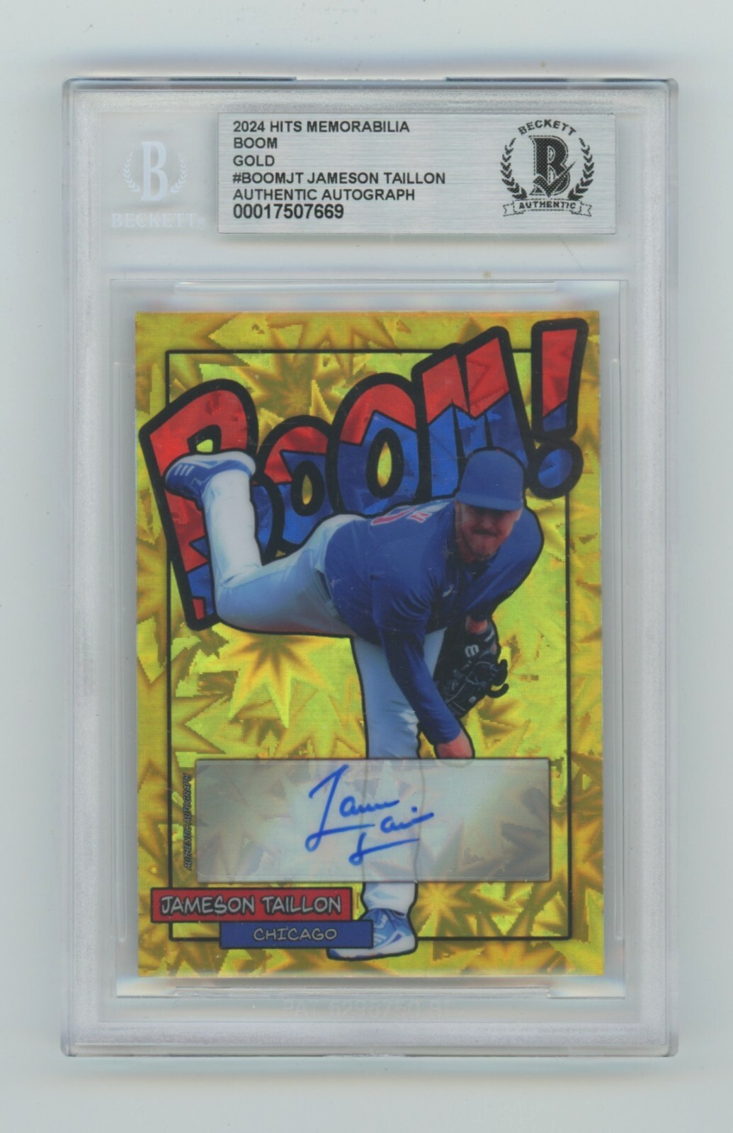 Jameson Taillon 2024 Hits Memorabilia BOOM Gold /10 Signed BGS BAS Auto Chicago0