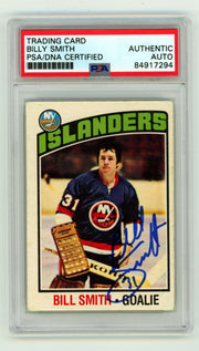 Billy Smith 1976-77 O-Pee-Chee OPC #46 Signed PSA Authentic Blue Auto NYI HOF0