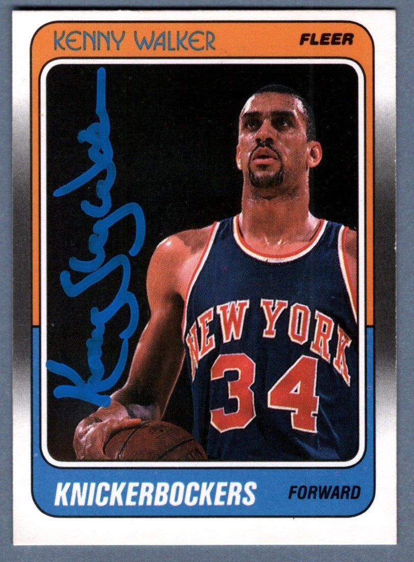 Kenny "Sky" Walker Signed 1988-89 Fleer #83 Rookie RC New York Knicks0