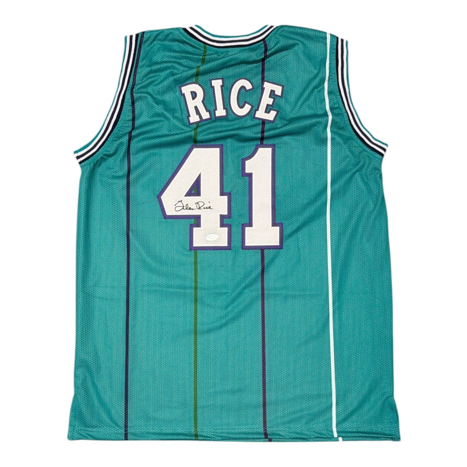 Glen Rice Signed Autographed Charlotte Hornets Custom Jersey JSA Witness COA0